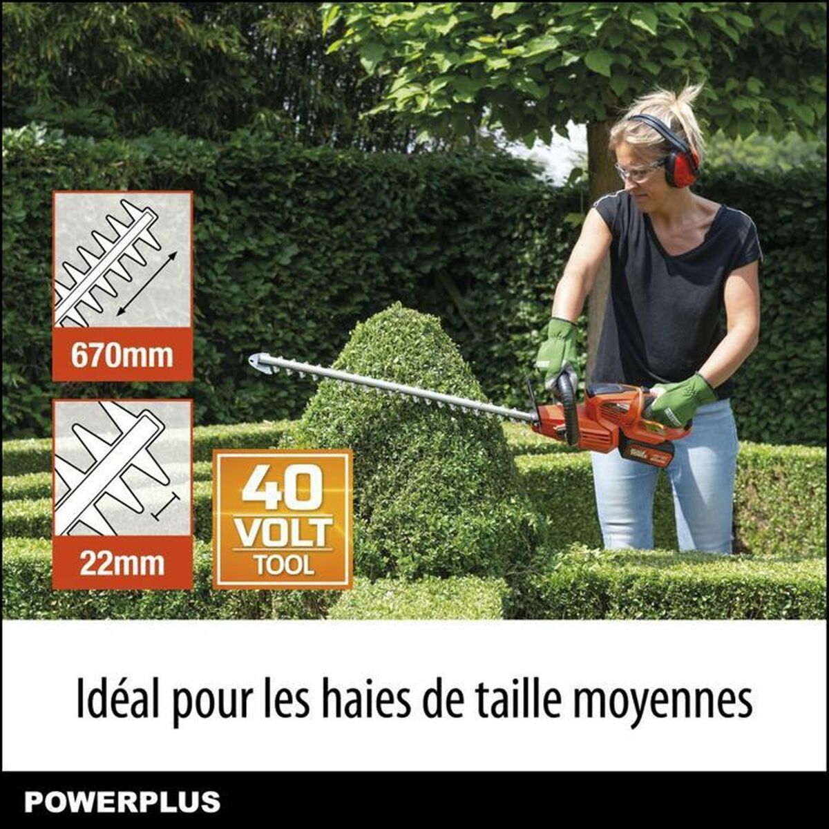 Gyvatvorių žirklės Powerplus 67 cm 40 V